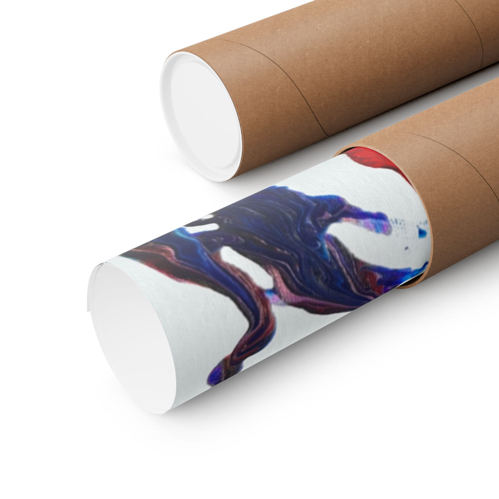 Abstract Red & Blue Matte Poster Universe Horizontal Modern Art Print