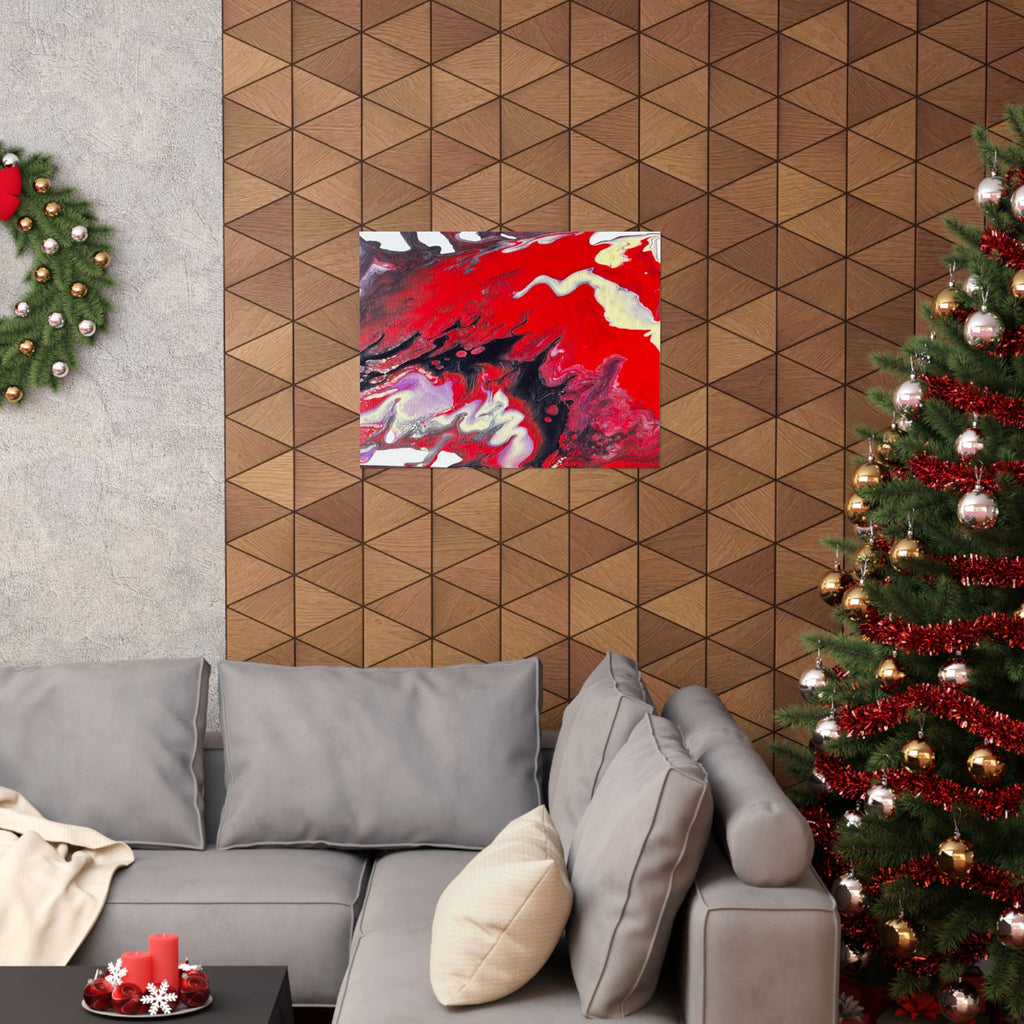 Power Abstract Red Fluid Art Matte Poster (Horizontal)