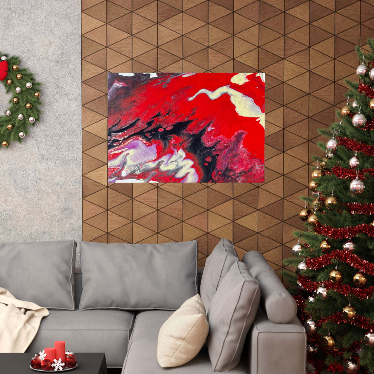 Power Abstract Red Fluid Art Matte Poster (Horizontal)