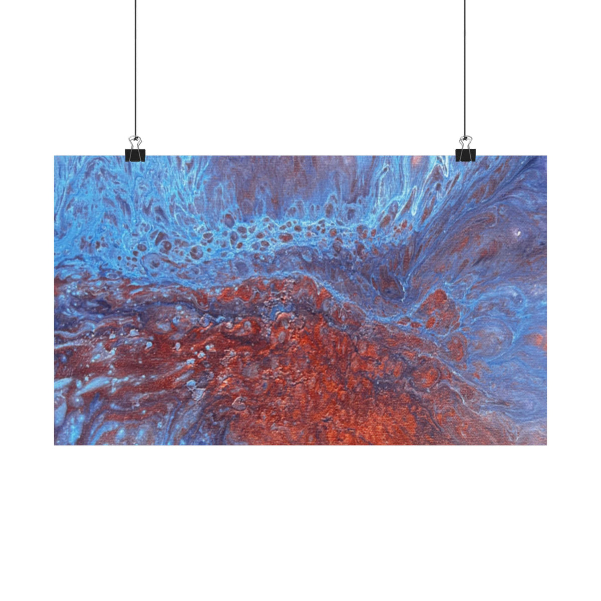 WAVE Abstract Oceanic Pour Art Matte Horizontal Poster