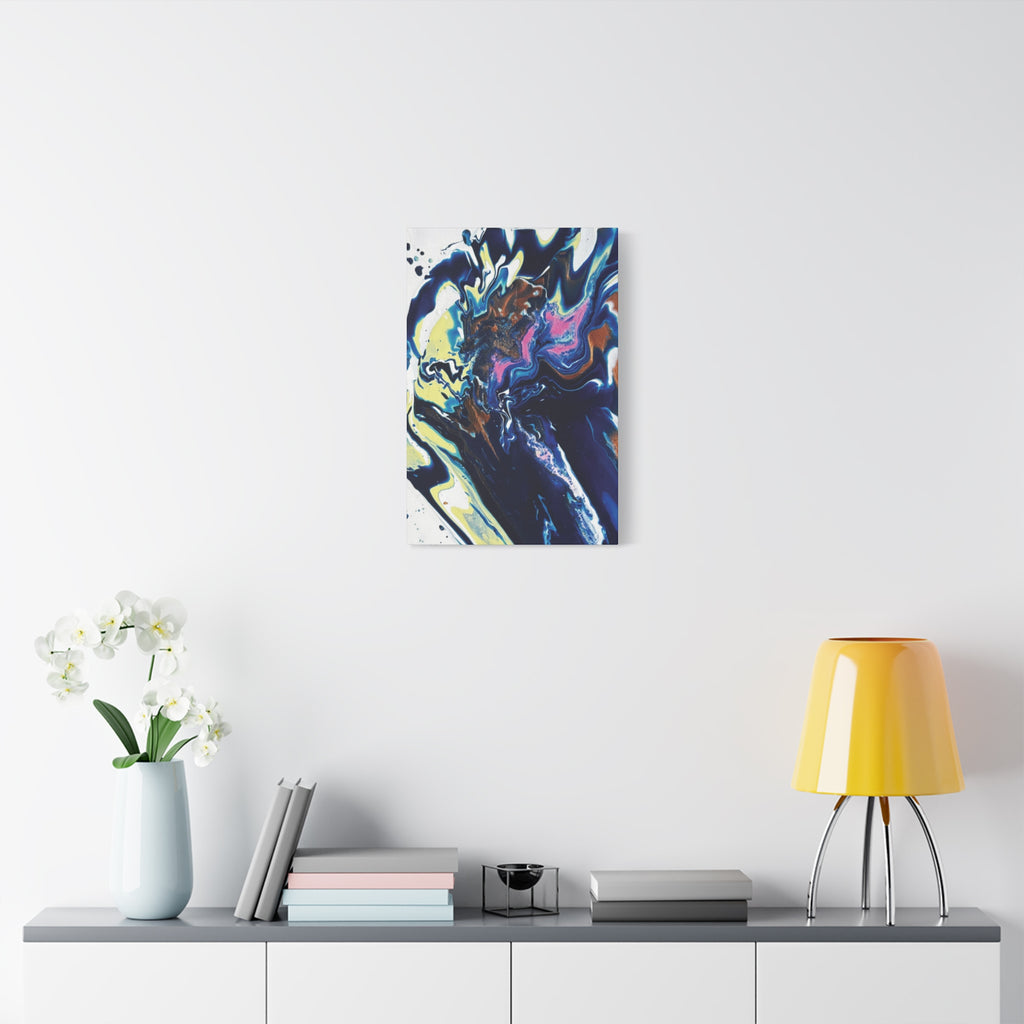 Change Abstract Blue Fluid Art Matte Canvas Print (Stretched Wall Art)