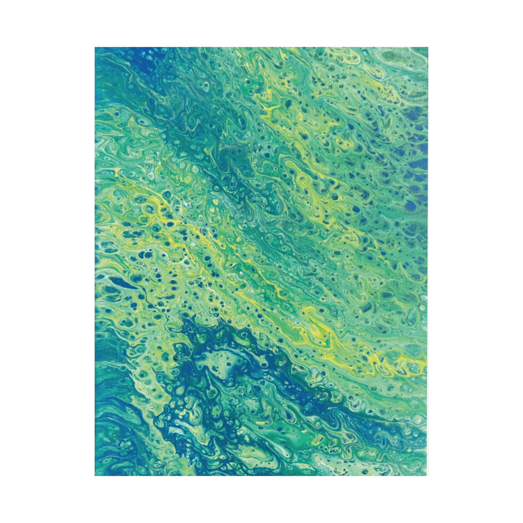 Moss Abstract Ocean Flow Matte Poster (Blue-Green Vertical Fluid Art)