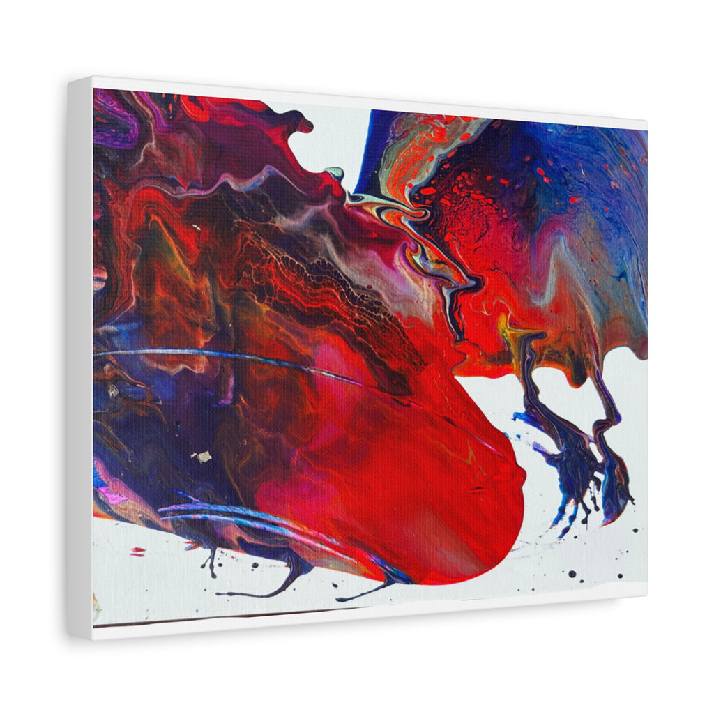 Abstract Red & Blue Fluid Art Canvas Print — Matte Stretched Wall Art