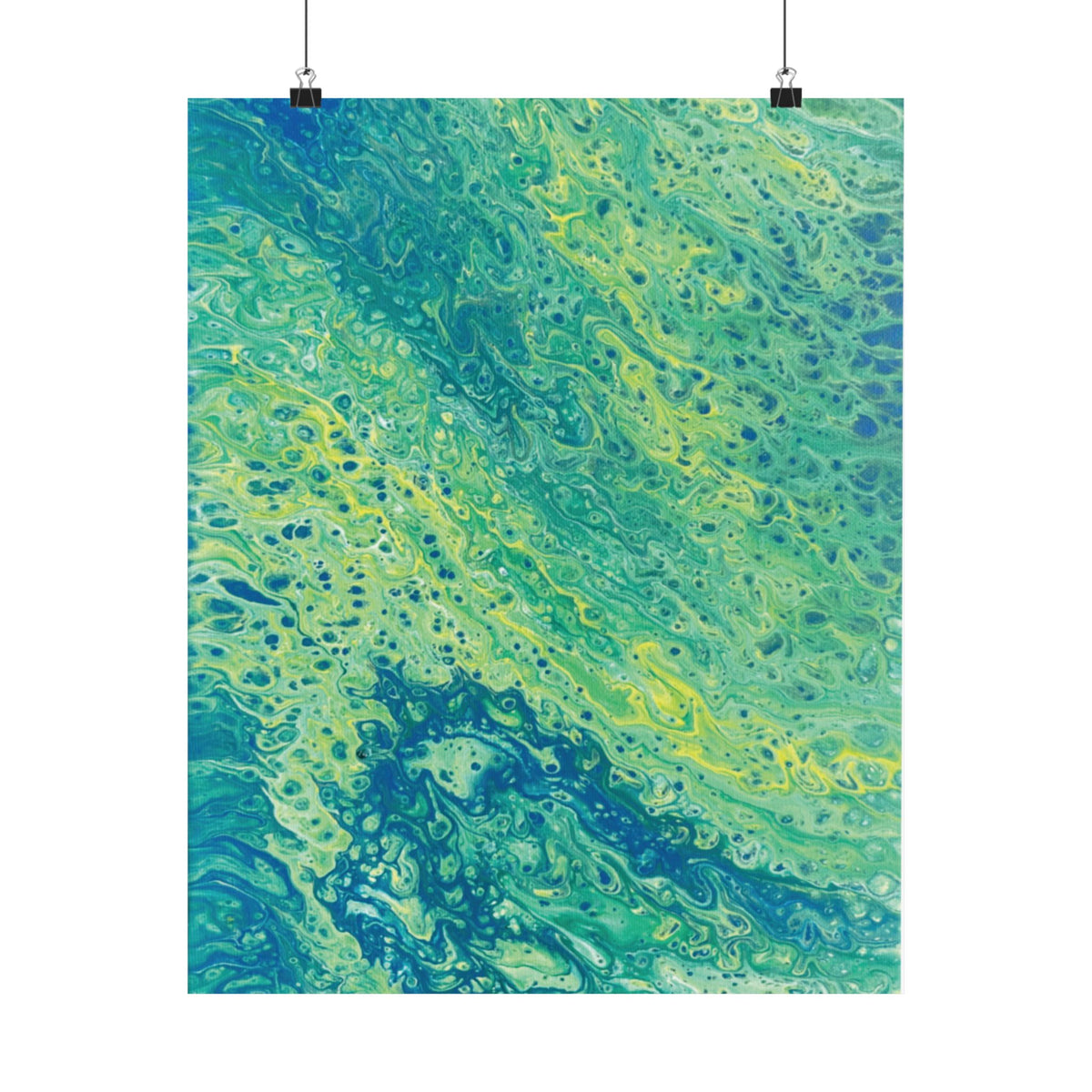 Moss Abstract Ocean Flow Matte Poster (Blue-Green Vertical Fluid Art)