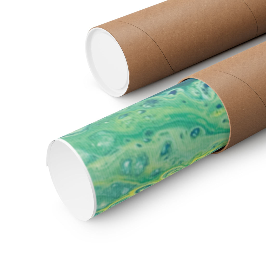 Moss Abstract Ocean Flow Matte Poster (Blue-Green Vertical Fluid Art)