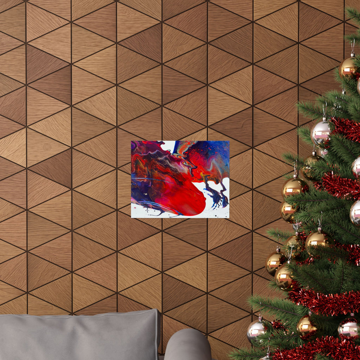 Abstract Red & Blue Matte Poster Universe Horizontal Modern Art Print