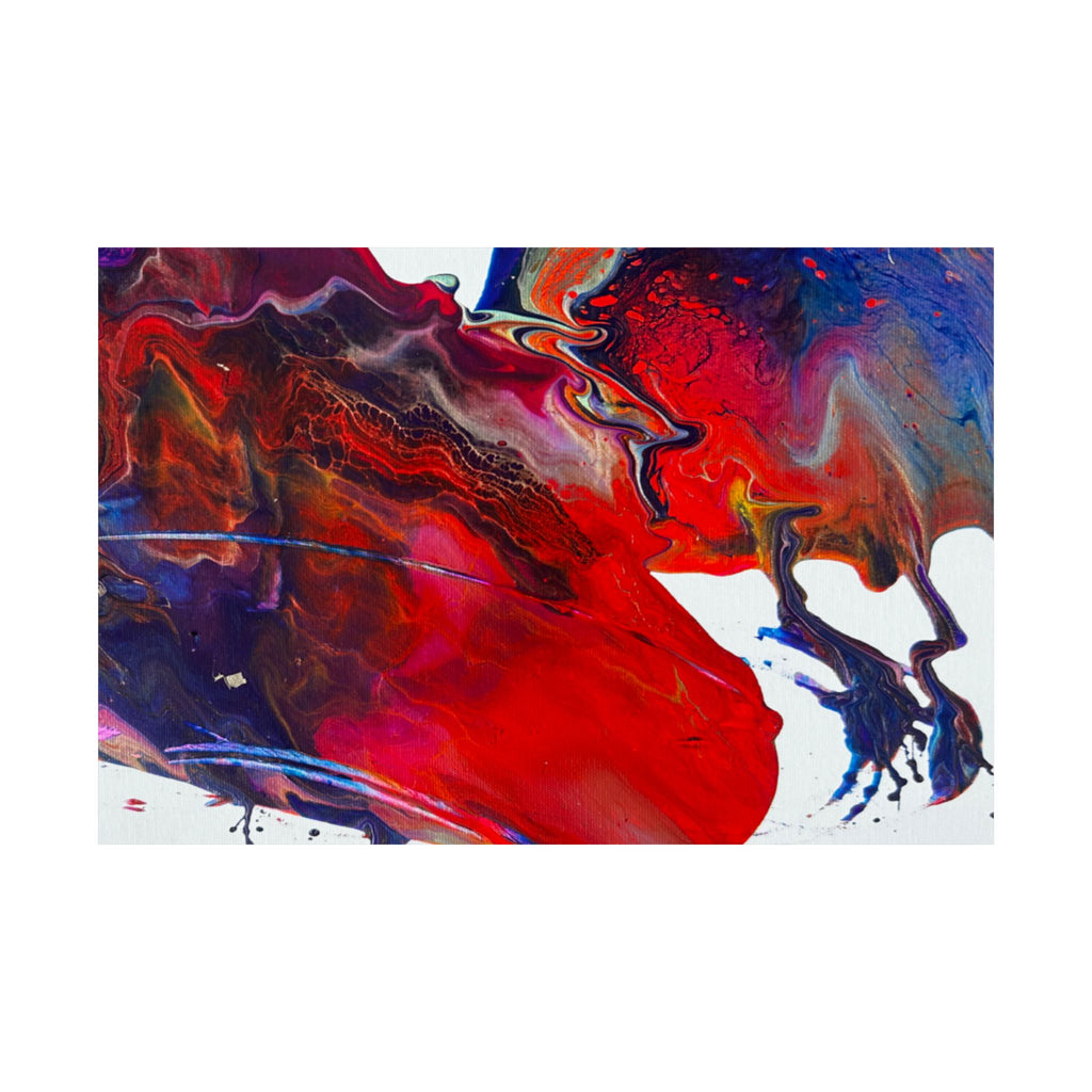 Abstract Red & Blue Matte Poster Universe Horizontal Modern Art Print