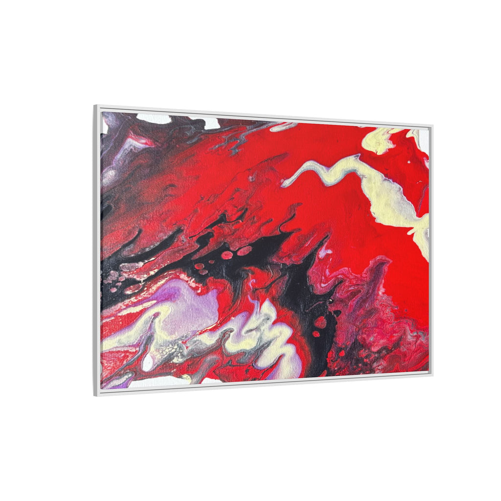 Power Abstract Red Fluid Art Matte Canvas Framed Wall Art