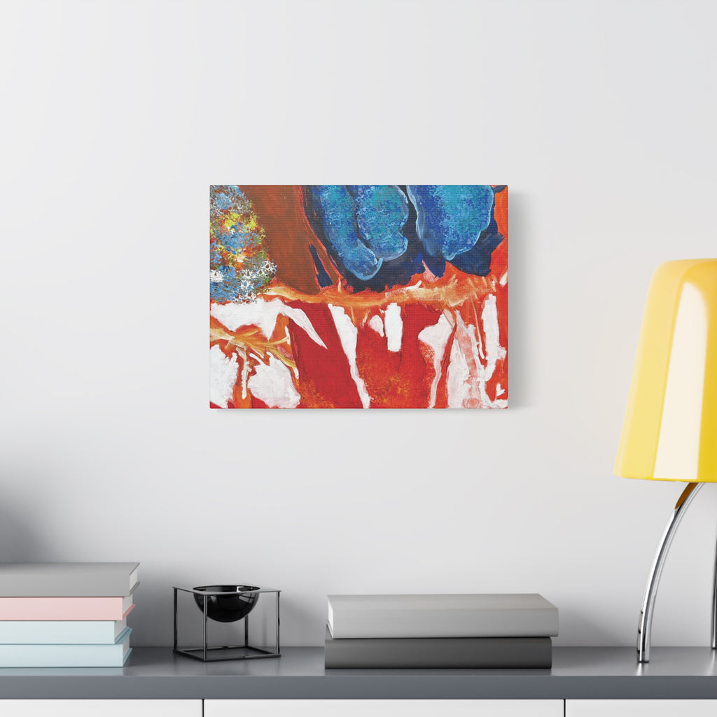 Abstract Red & Blue Matte Stretched Canvas Modern Expressionist Wall Art