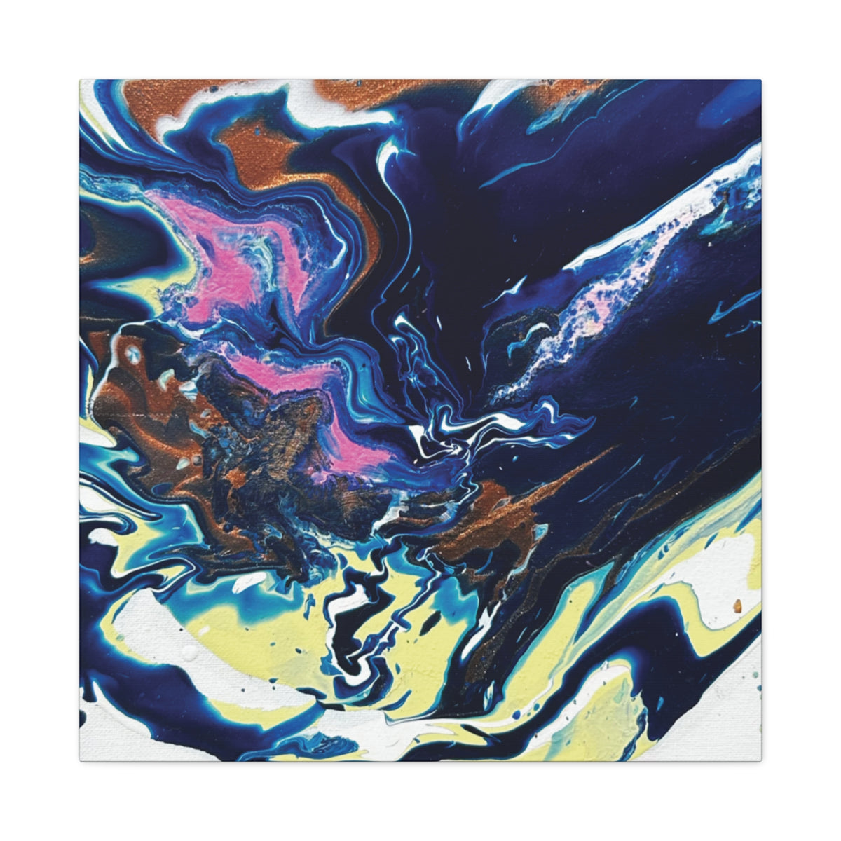 Change Abstract Blue Fluid Art Matte Canvas Print (Stretched Wall Art)