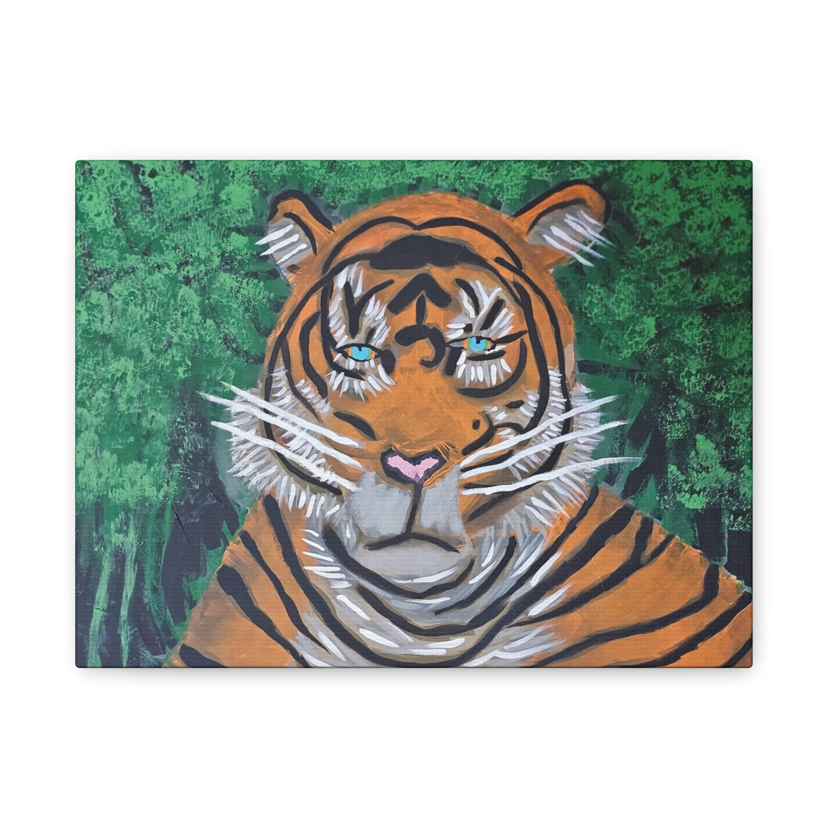Tiger Portrait Matte Canvas Wall Art Bold Jungle Tiger Painting on Stretched Canvas