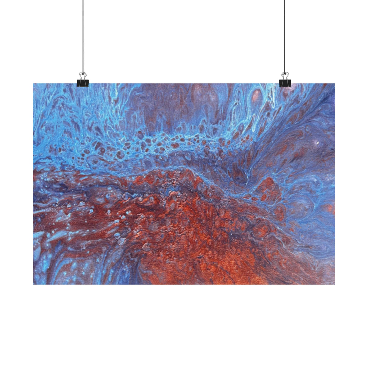 WAVE Abstract Oceanic Pour Art Matte Horizontal Poster