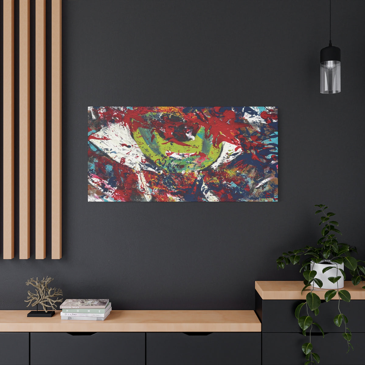 Abstract Burst Matte Canvas Print Eye Colorful Modern Wall Art, Stretched 1.25"