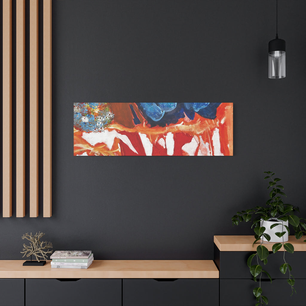 Abstract Red & Blue Matte Stretched Canvas Modern Expressionist Wall Art