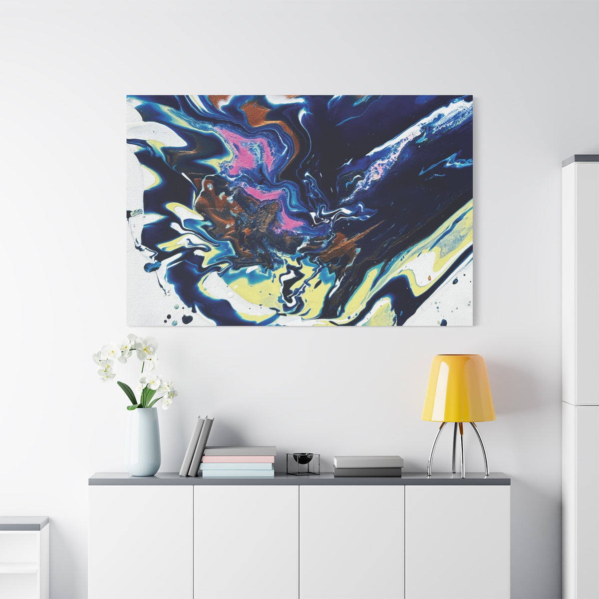 Change Abstract Blue Fluid Art Matte Canvas Print (Stretched Wall Art)