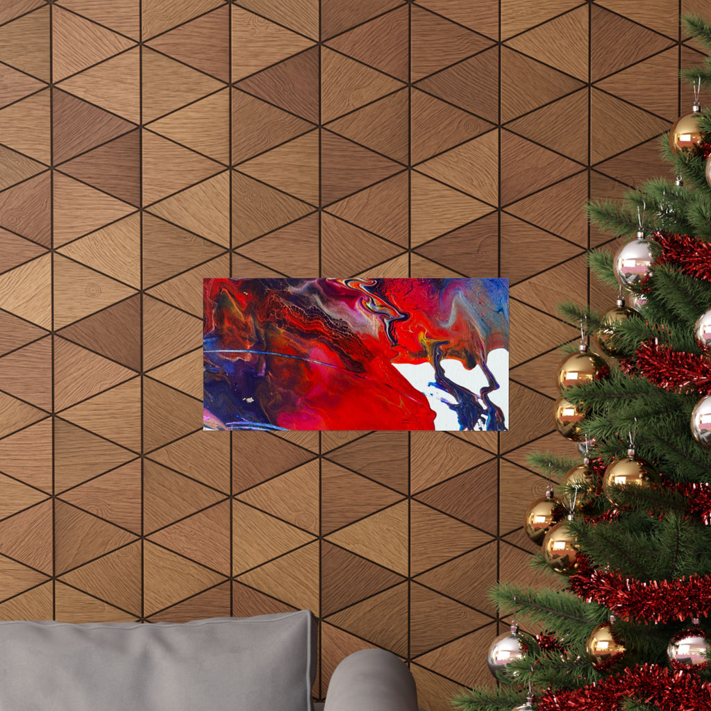 Abstract Red & Blue Matte Poster Universe Horizontal Modern Art Print