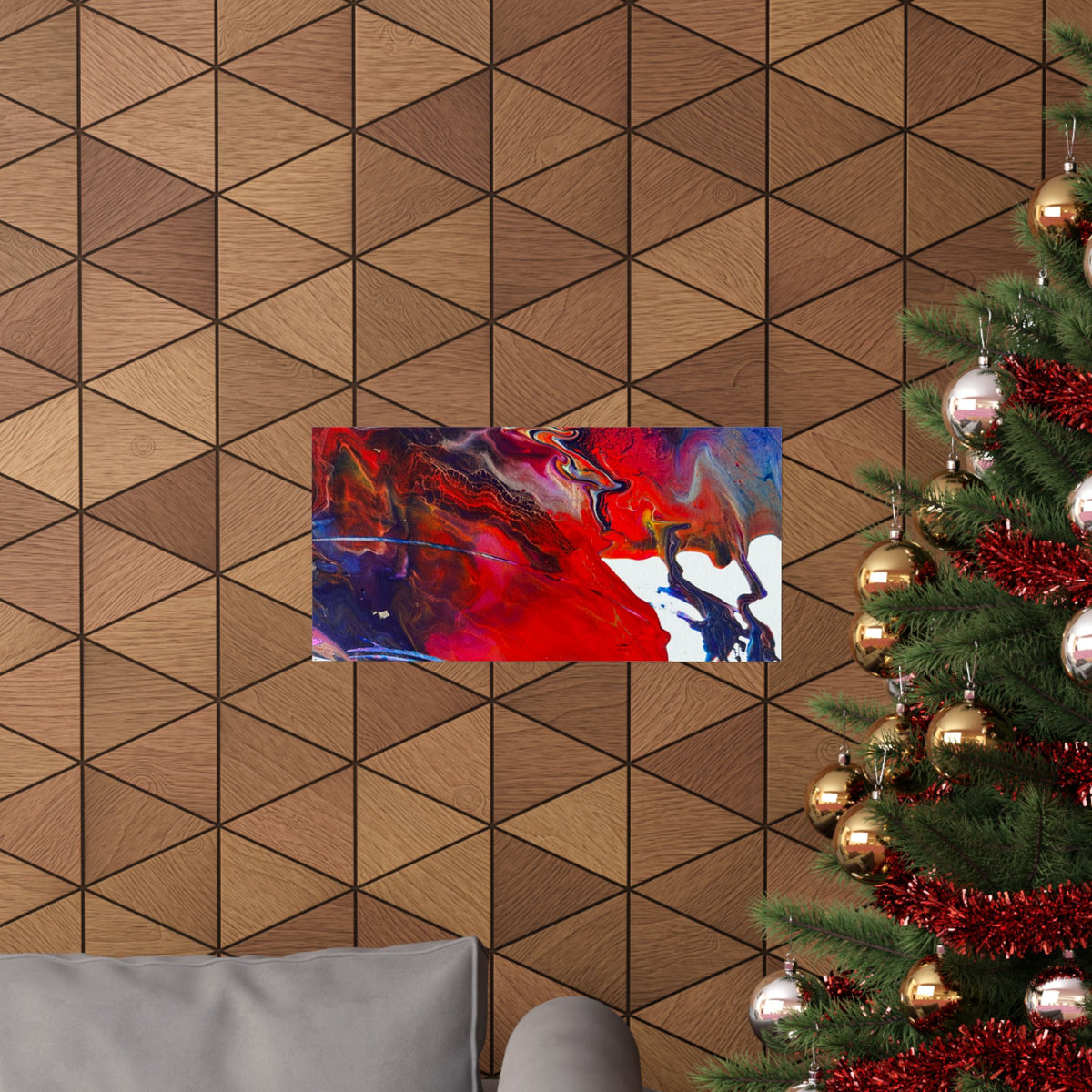 Abstract Red & Blue Matte Poster Universe Horizontal Modern Art Print