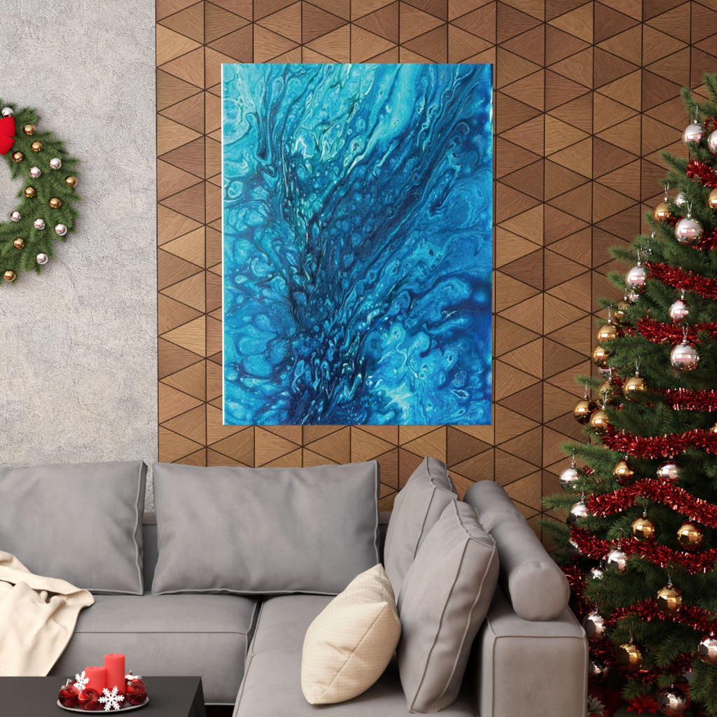 Abstract Ocean Blue Matte Poster Vertical Wall Art Print
