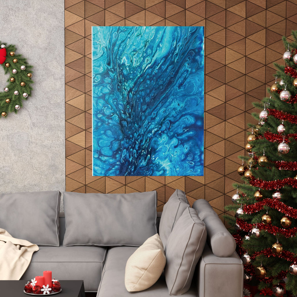 Abstract Ocean Blue Matte Poster Vertical Wall Art Print