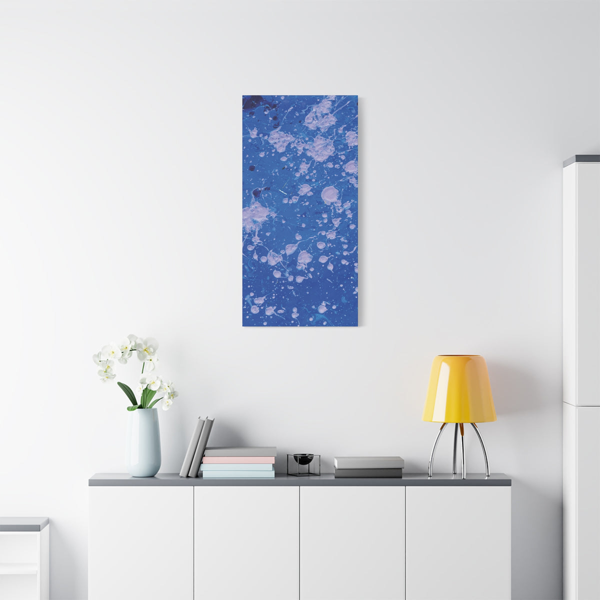 Blue Abstract Splatter Canvas Print  Dots (Matte Stretched 1.25")