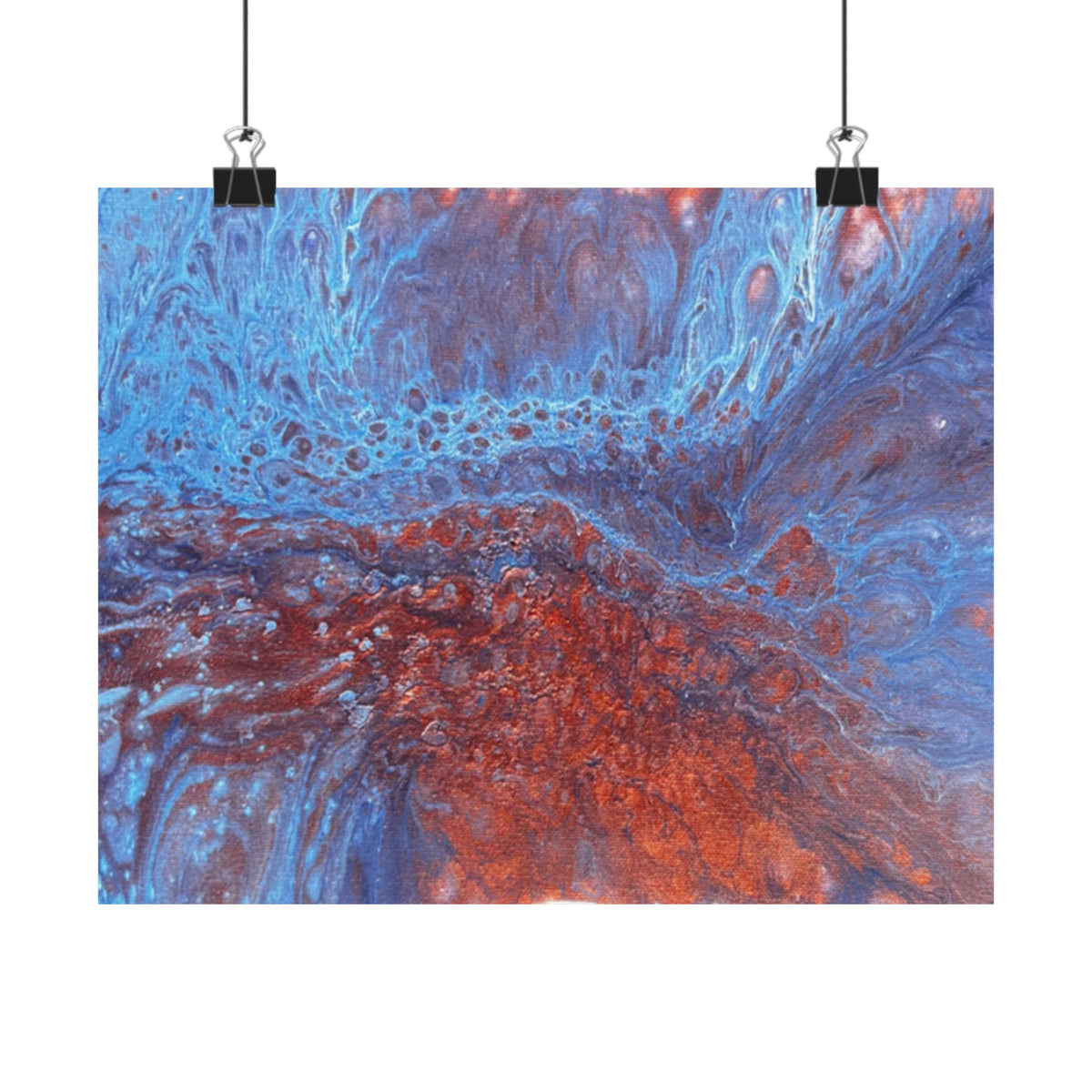 WAVE Abstract Oceanic Pour Art Matte Horizontal Poster