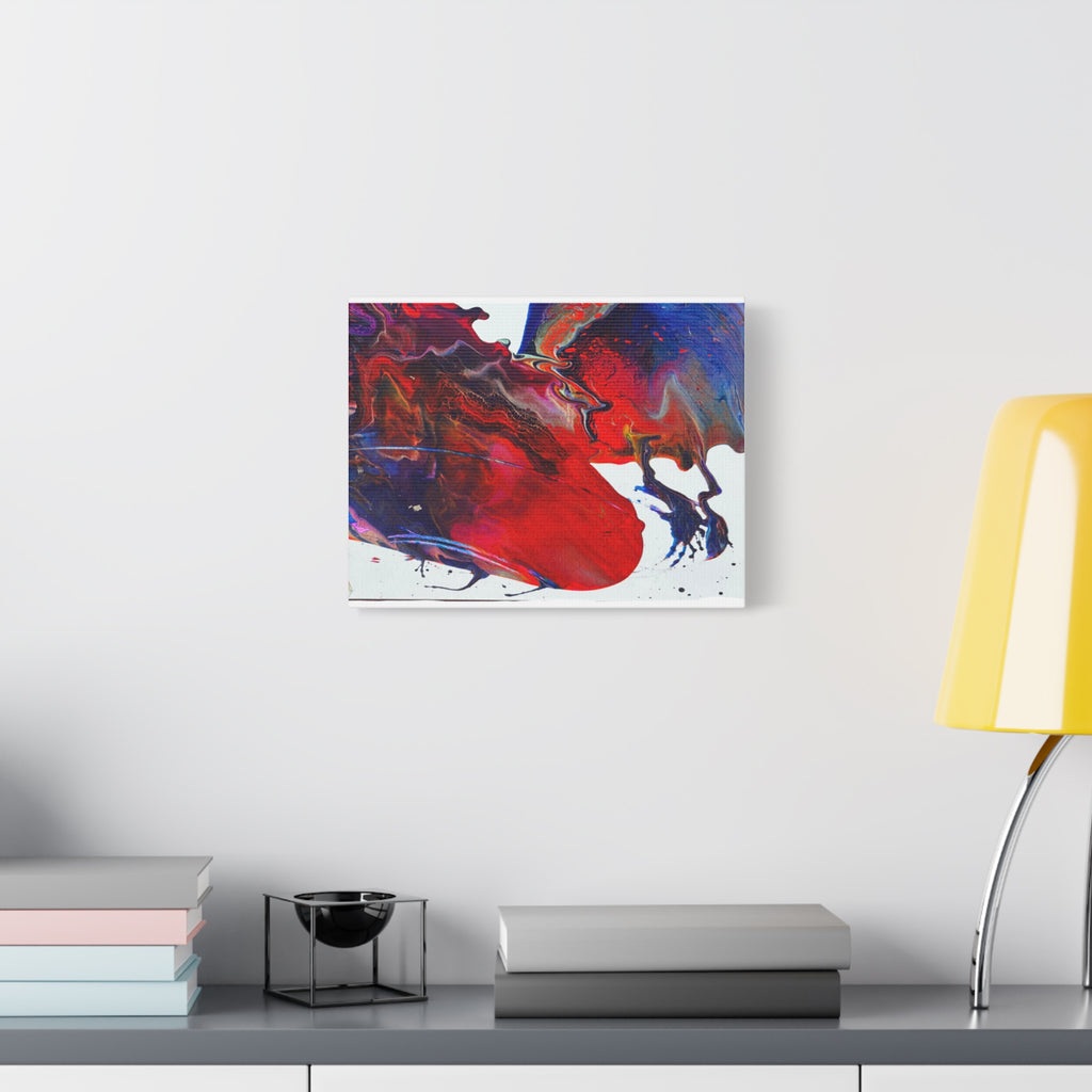 Abstract Red & Blue Fluid Art Canvas Print — Matte Stretched Wall Art