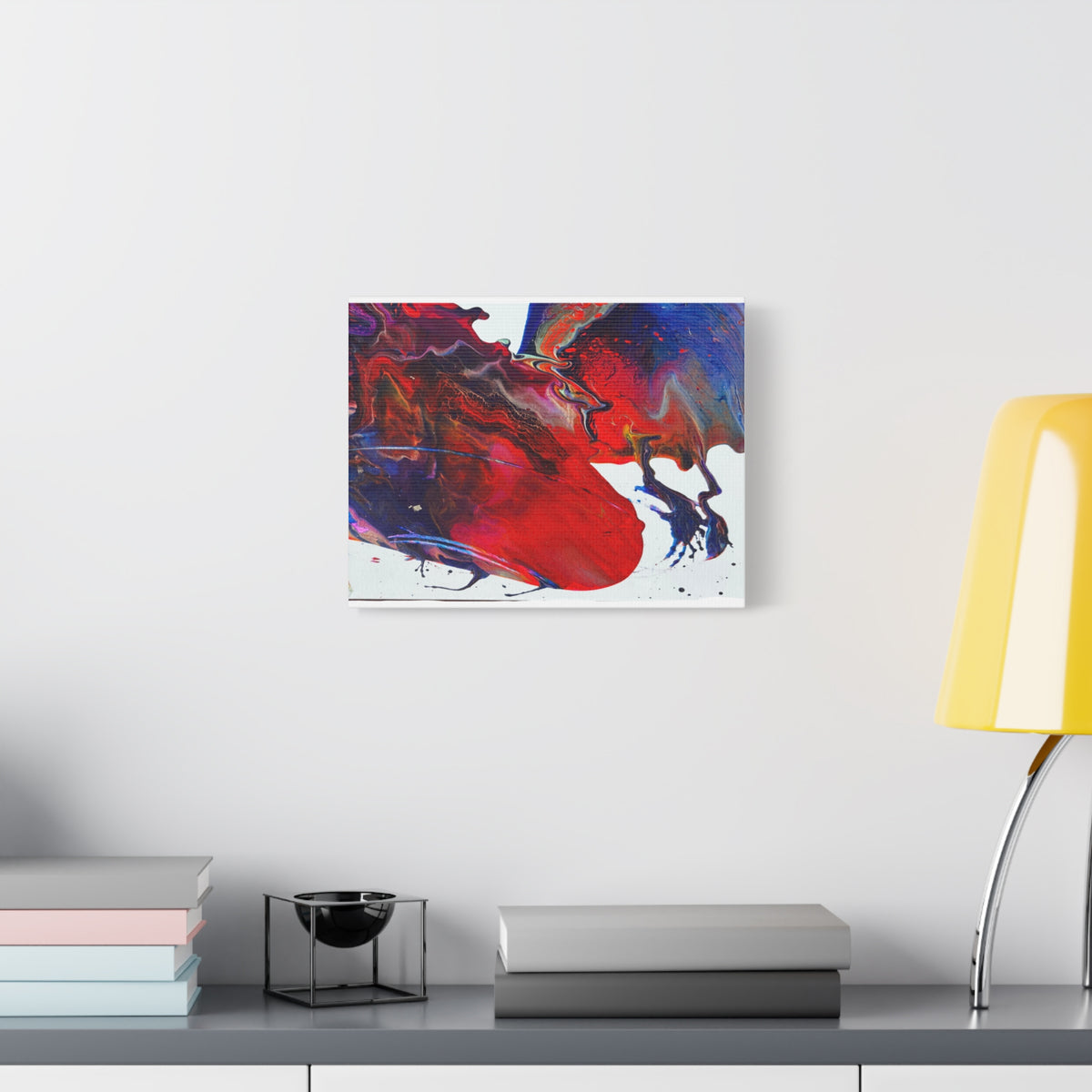 Abstract Red & Blue Fluid Art Canvas Print — Matte Stretched Wall Art