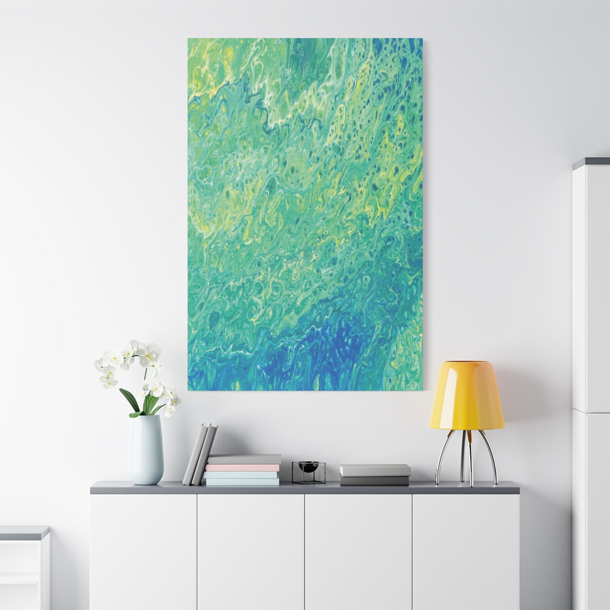 Moss 2 Aqua Wave Abstract Canvas