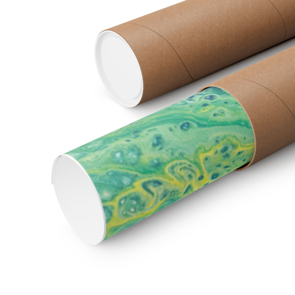 Moss Abstract Ocean Flow Matte Poster (Blue-Green Vertical Fluid Art)