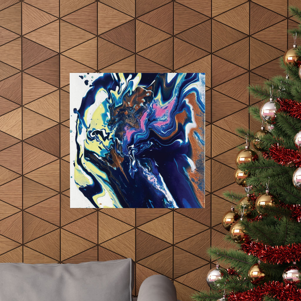 Change Abstract Blue Swirl Matte Poster (Vertical Fluid Art Wall Print)