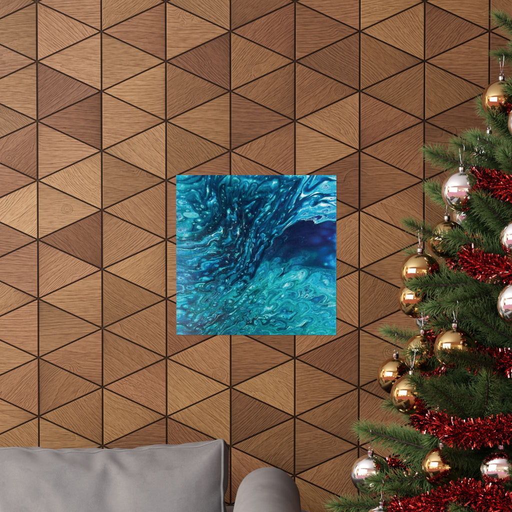Ocean Abyss Matte Poster Abstract Teal Blue Wall Art