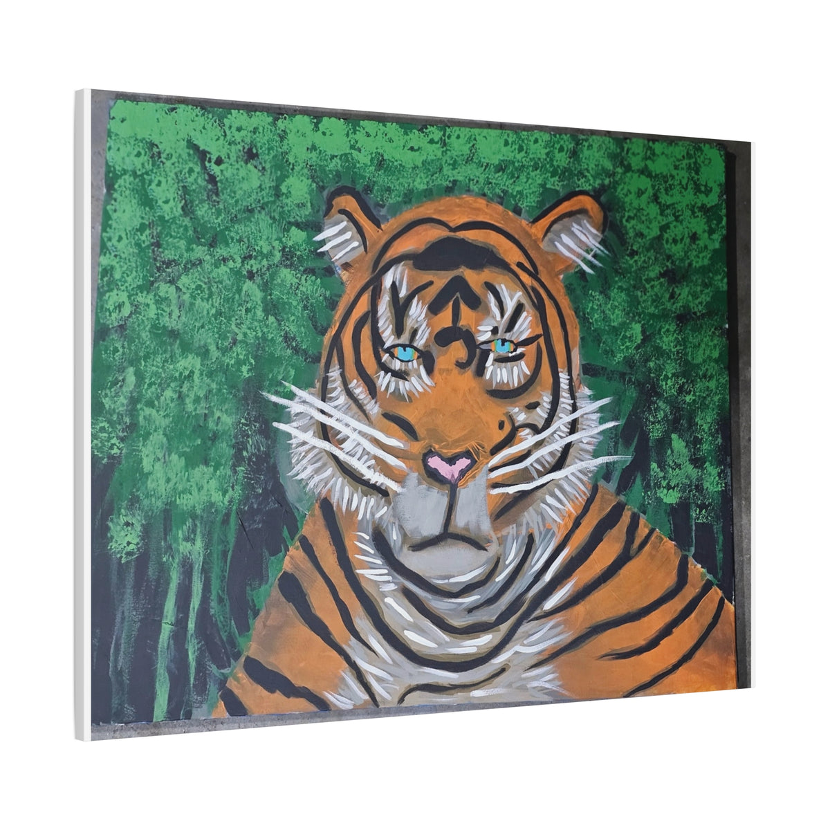 Tiger Portrait Matte Canvas Wall Art Bold Jungle Tiger Painting on Stretched Canvas