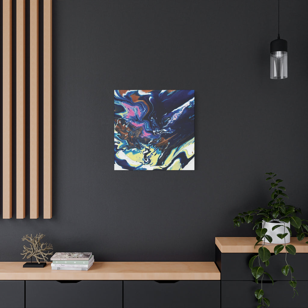Change Abstract Blue Fluid Art Matte Canvas Print (Stretched Wall Art)