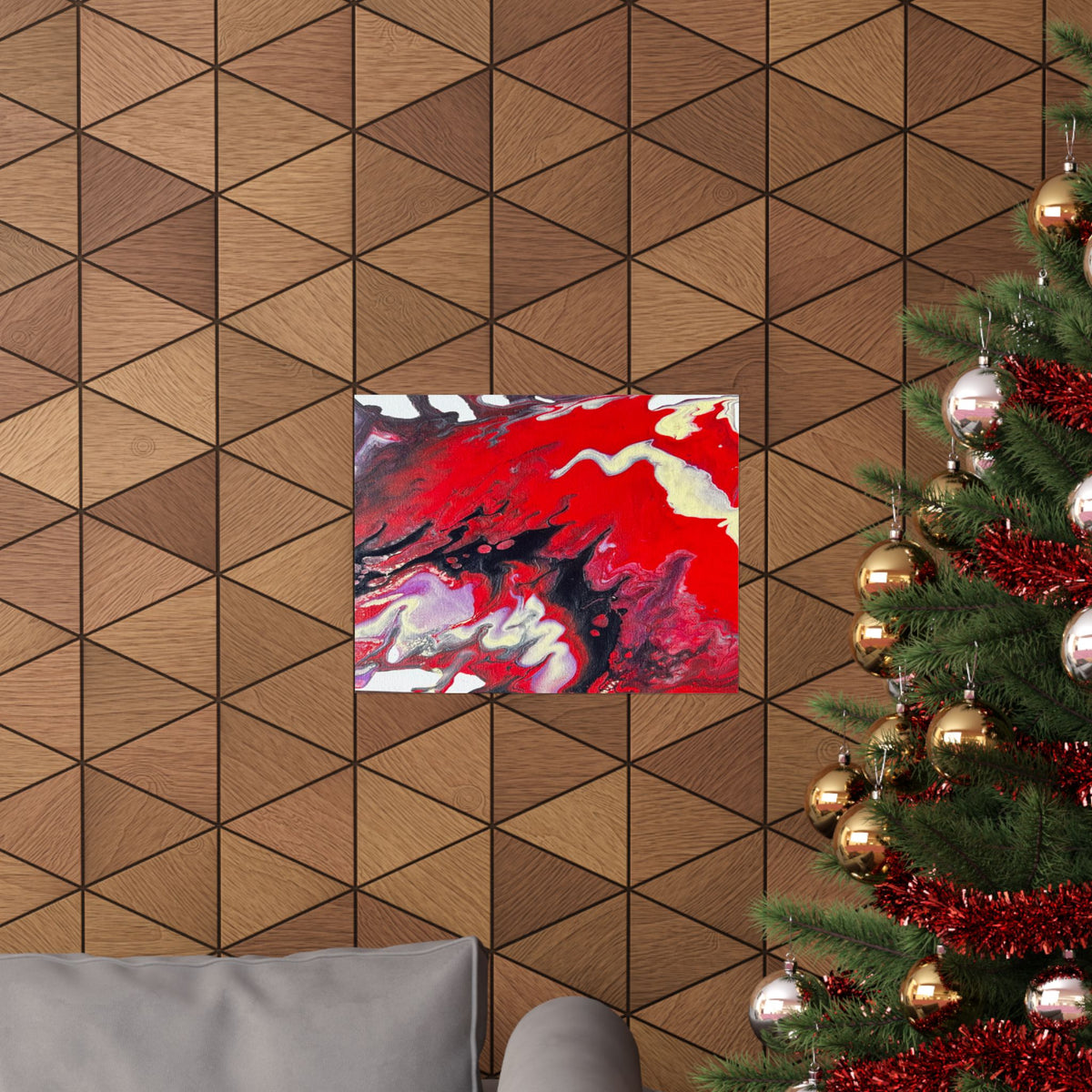 Power Abstract Red Fluid Art Matte Poster (Horizontal)