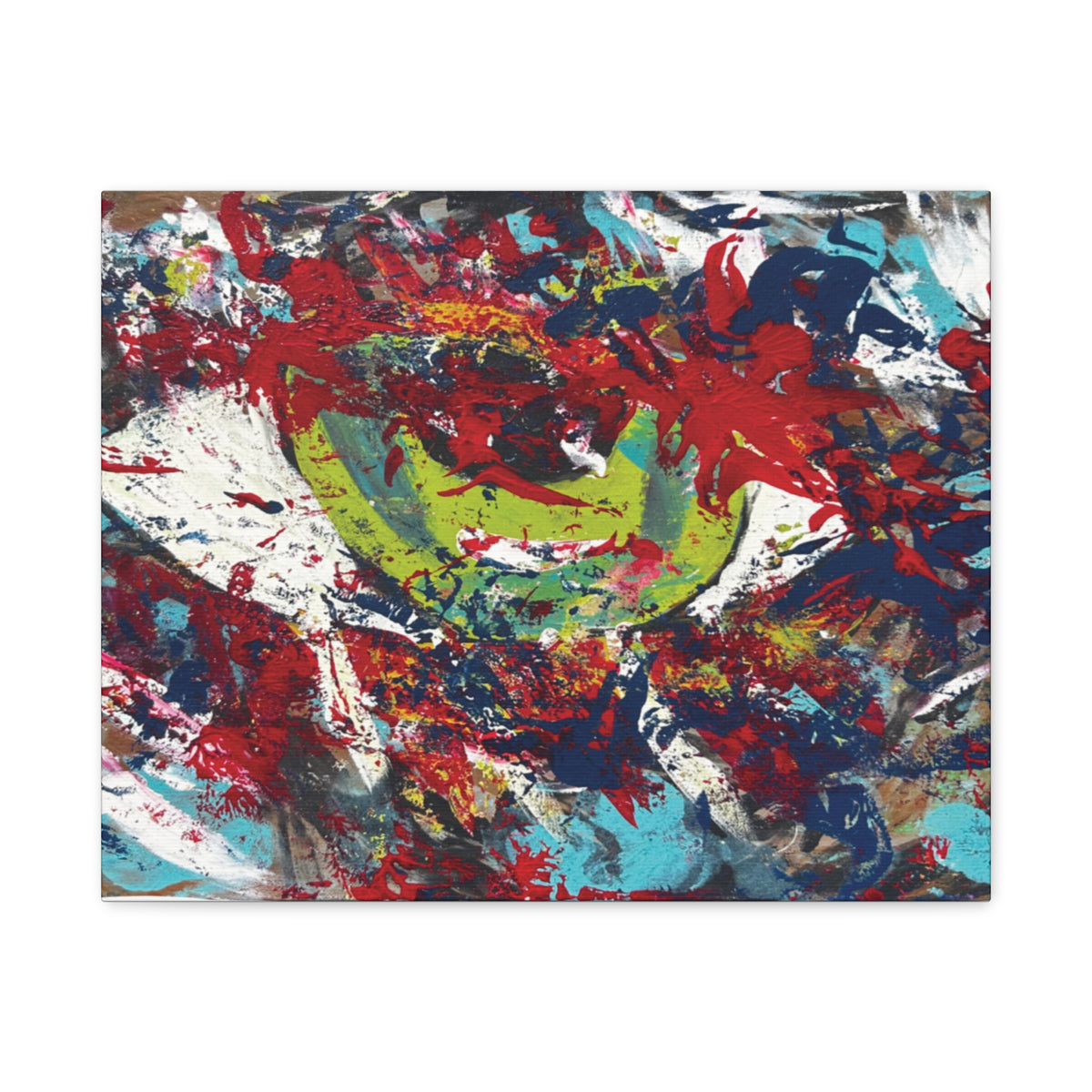 Abstract Burst Matte Canvas Print Eye Colorful Modern Wall Art, Stretched 1.25"