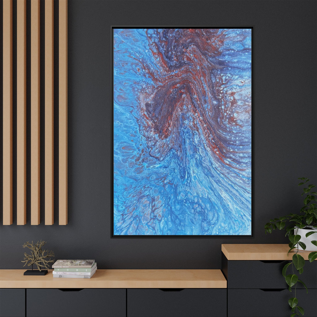 Abstract Blue Fluid Art Matte Canvas