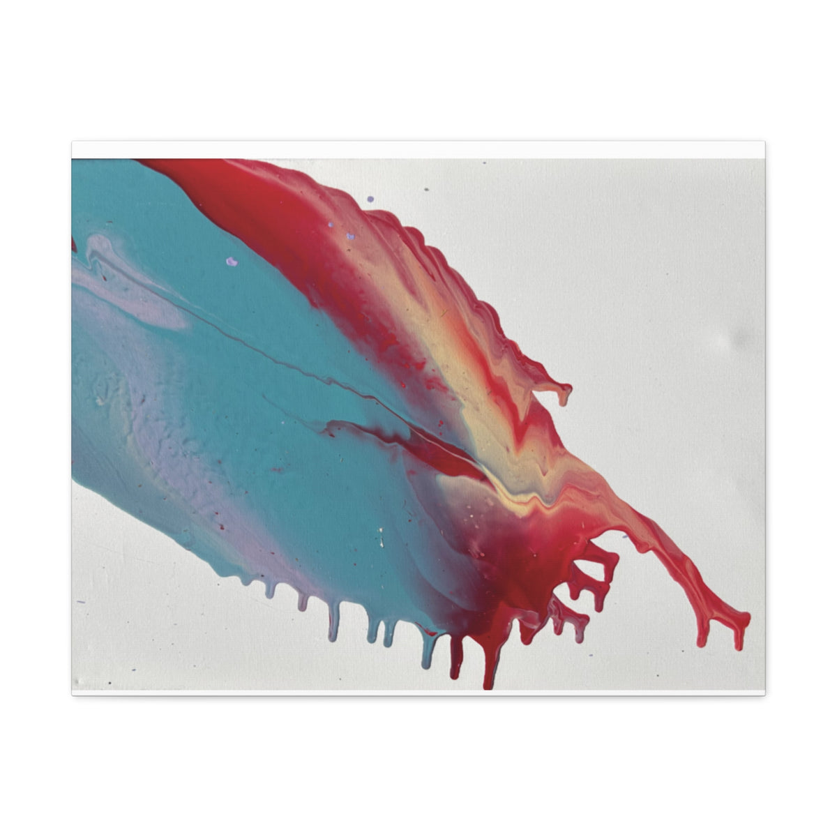 Ceiling Abstract Drip Matte Canvas Print (Blue & Red Fluid Art)