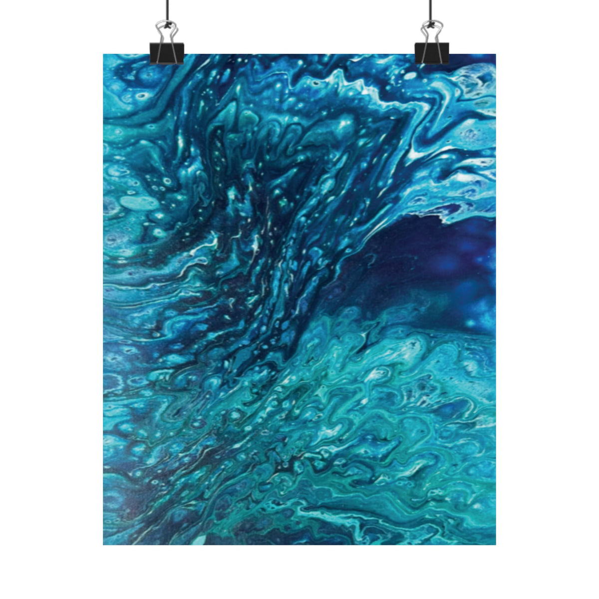 Ocean Abyss Matte Poster Abstract Teal Blue Wall Art
