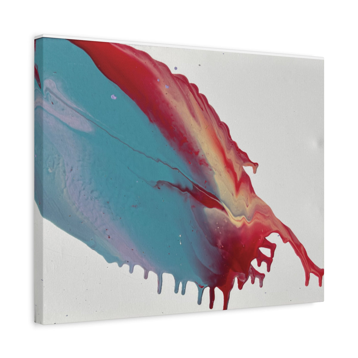 Ceiling Abstract Drip Matte Canvas Print (Blue & Red Fluid Art)