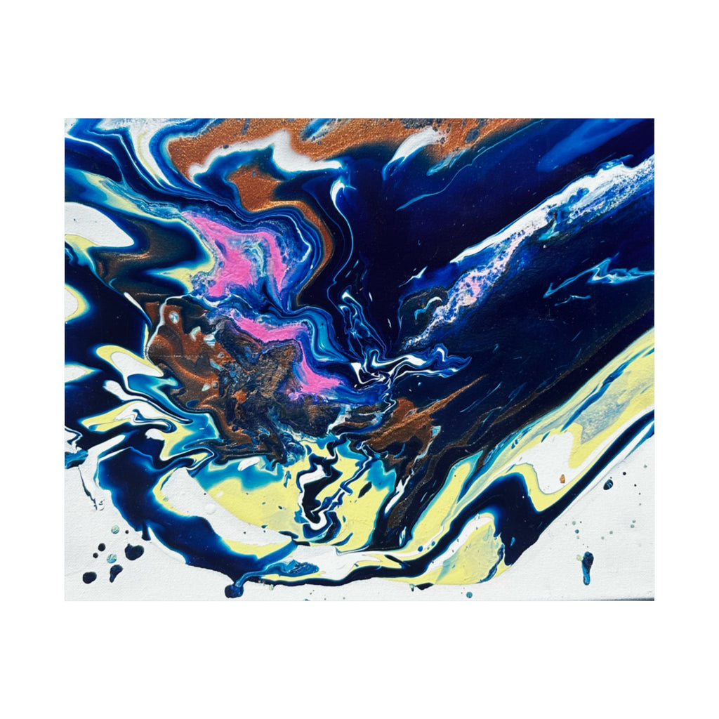 Abstract Blue Marble Matte Poster Change Horizontal Fluid Art Print