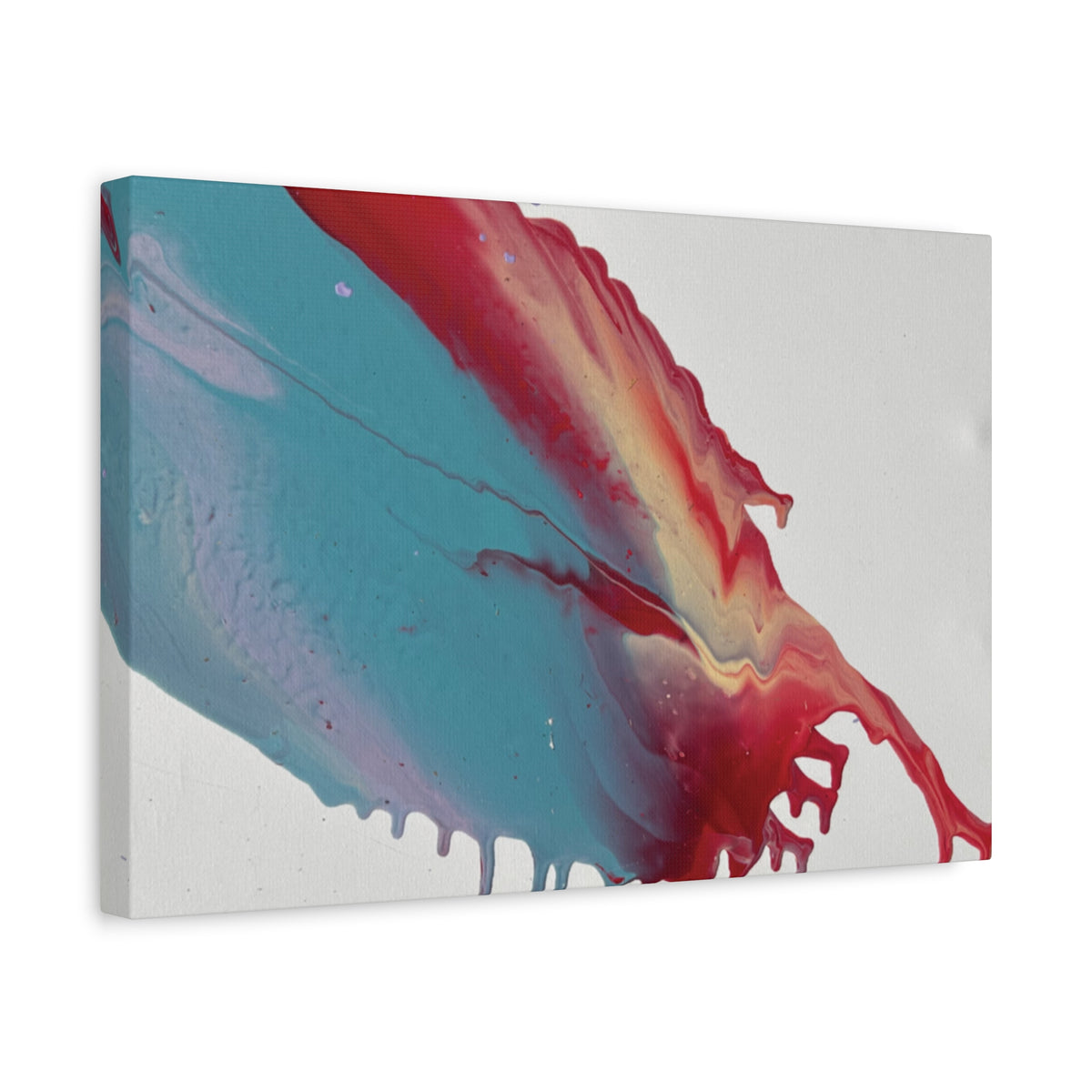 Ceiling Abstract Drip Matte Canvas Print (Blue & Red Fluid Art)