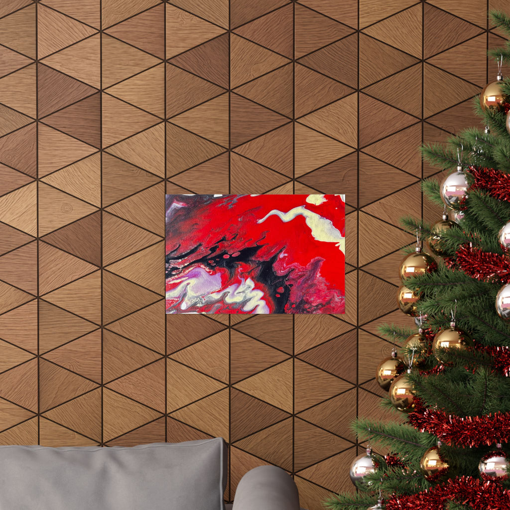 Power Abstract Red Fluid Art Matte Poster (Horizontal)