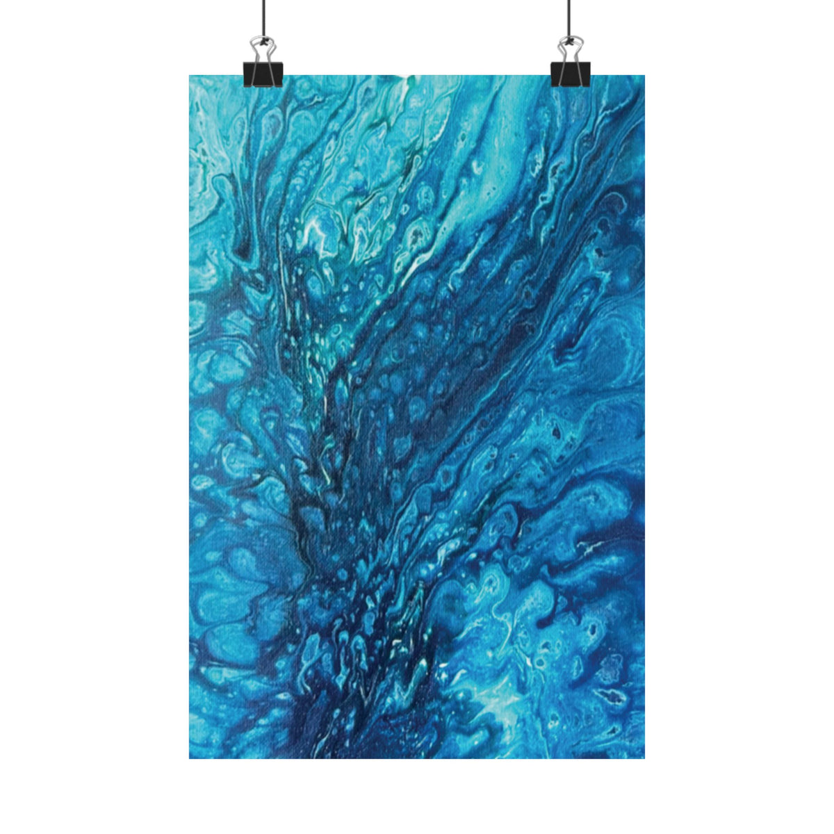 Abstract Ocean Blue Matte Poster Vertical Wall Art Print