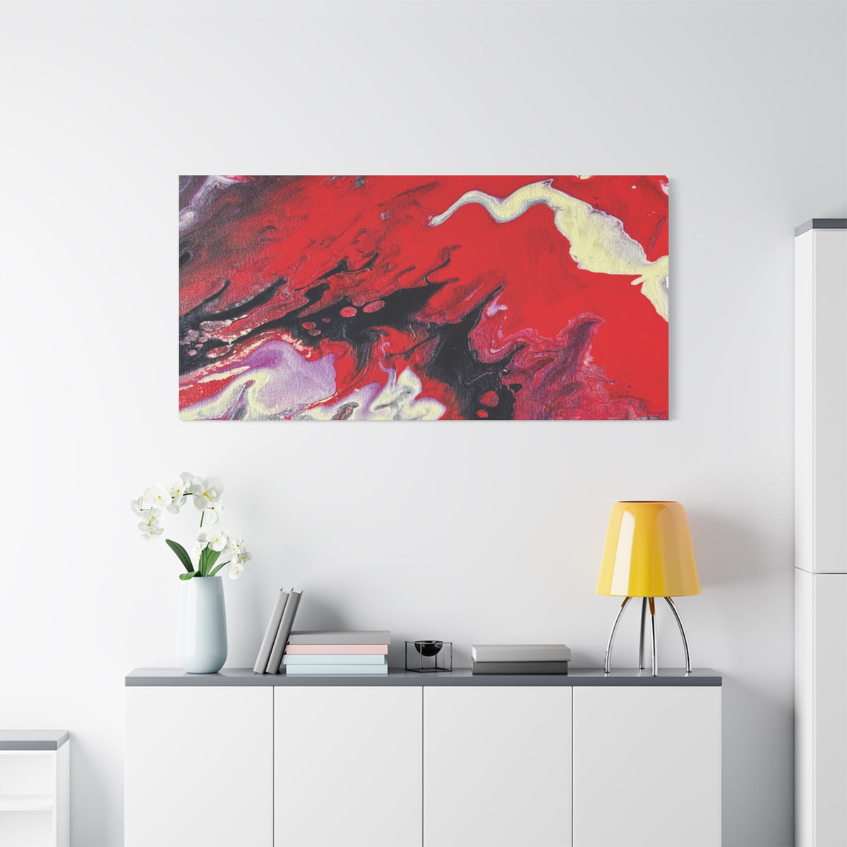 Power Abstract Red Fluid Art Canvas Print (Matte Stretched 1.25")