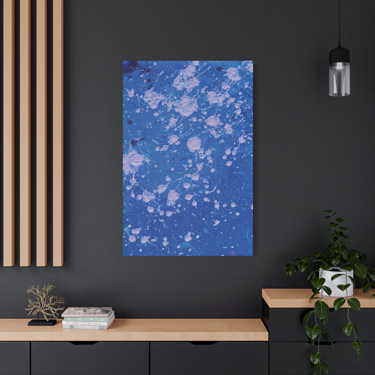 Blue Abstract Splatter Canvas Print  Dots (Matte Stretched 1.25")