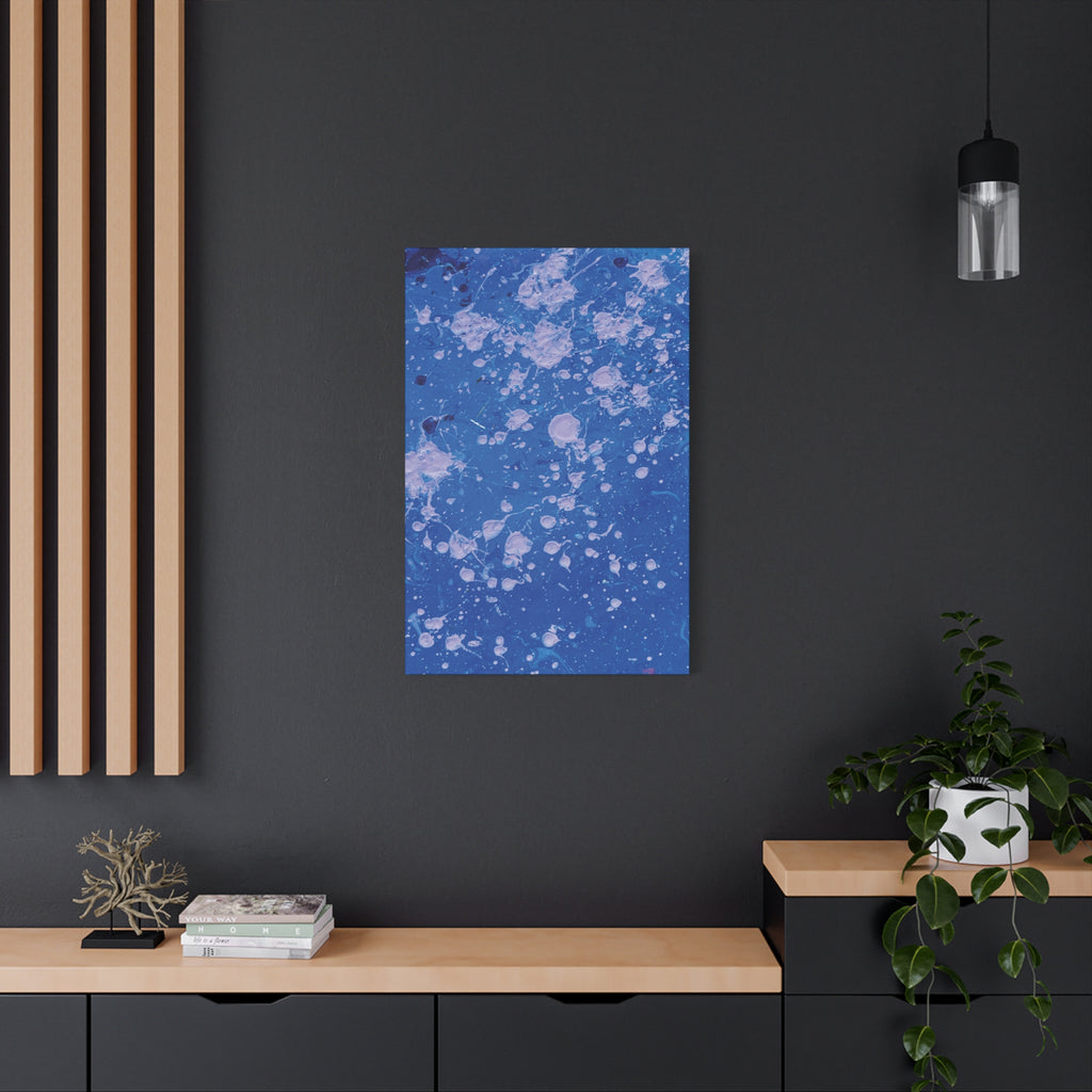 Blue Abstract Splatter Canvas Print  Dots (Matte Stretched 1.25")