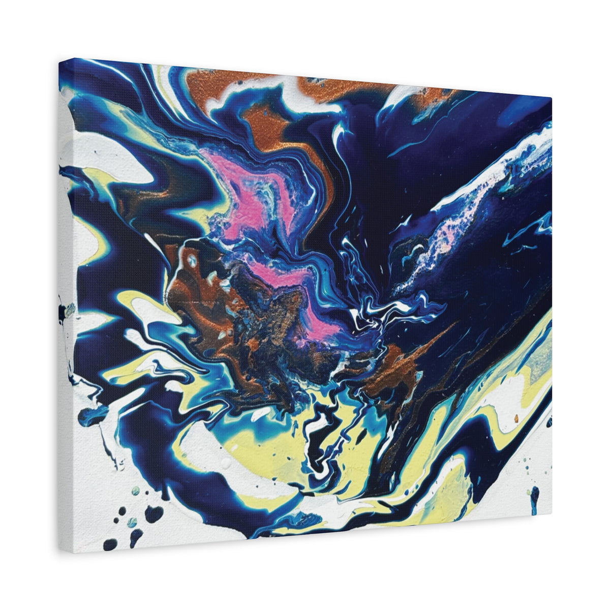 Change Abstract Blue Fluid Art Matte Canvas Print (Stretched Wall Art)