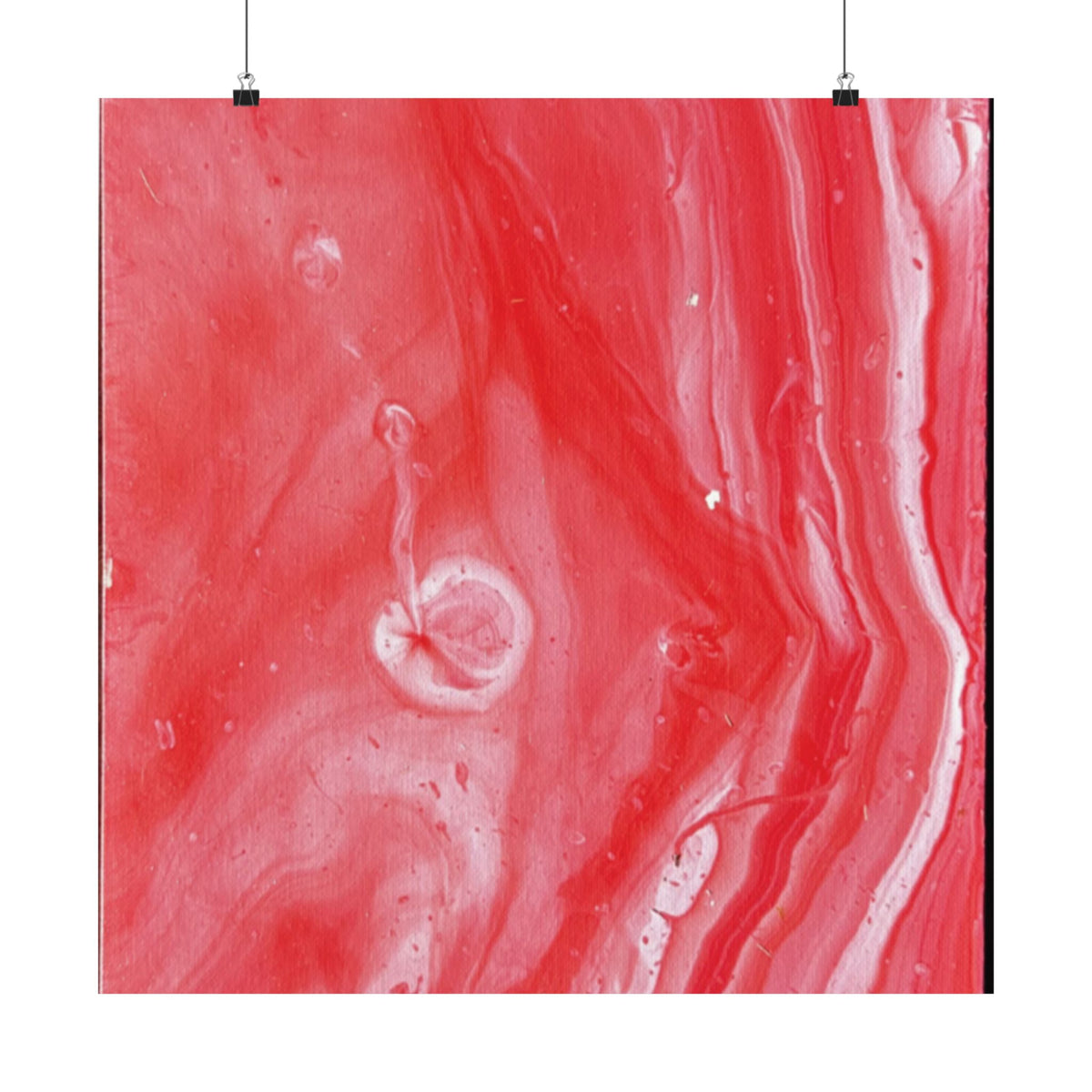 Red Marble Mars Matte Vertical Poster Abstract Red & Cream Wall Art