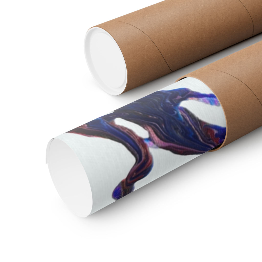 Abstract Red & Blue Matte Poster Universe Horizontal Modern Art Print
