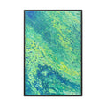 Abstract Teal & Lime Fluid Art Matte Canvas Print Framed Wall Art